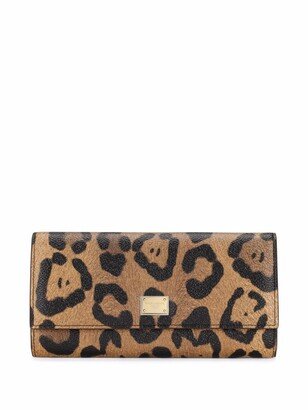 Leopard-Print Long Leather Wallet