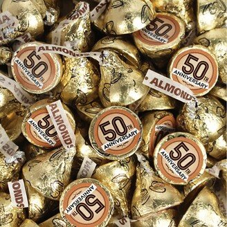 Just Candy 90ct 50th Anniversary Candy Party Favors Hershey's Kisses Milk Chocolate (90 Candies + 1 Sheet Stickers) Candy Included - Assembly Required - by Just