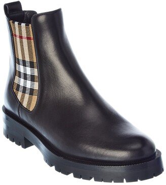 Vintage Check Detail Leather Chelsea Boot