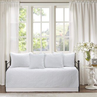 Cozy Line Home Fashions Cozy Line Solid White Chic Brocade Matelasse Medallion Floral 6 Piece Microfiber Daybed Quilt Bedding Set