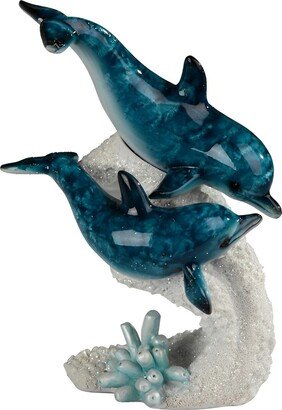 6.75W Blue Dolphin Statue Marine Life Decoration Figurine Home Decor Perfect Gift for House Warming, Holidays and Birthdays