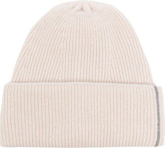 Stripe-Detail Ribbed Beanie