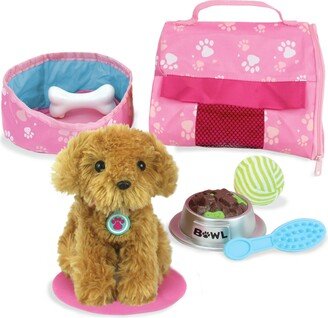 Teamson Sophia's Plush Puppy with Carrier and Accessories for 18 Dolls