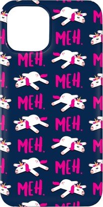 Custom Iphone Cases: Meh - Splooting Unicorns - Pink On Navy Phone Case, Silicone Liner Case, Matte, Iphone 11 Pro, Pink