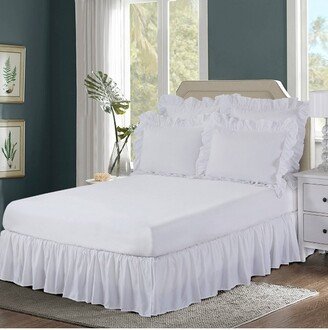 Bed Maker's Magic Skirt Wrap-around Ruffled Bed Skirt - White (Twin)