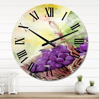 Designart 'Bunch Of Purple Grapes' Traditional wall clock