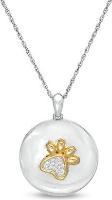 120 CT. T.W Composite Diamond Round Paw Print Locket in Sterling Silver and 10K Gold