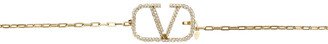 Gold Crystal VLogo Chain Belt