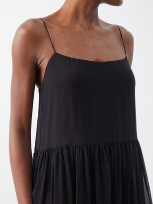 Gathered Skirt Silk Slip Dress