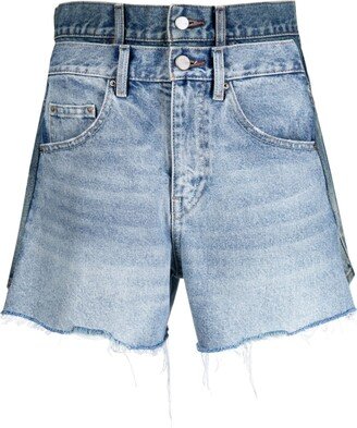 Raw-Cut Asymmetric Denim Shorts