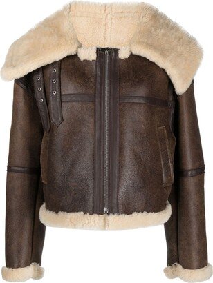 Zip-Front Shearling Jacket-AA