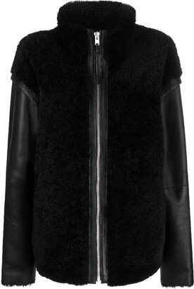 Marble panelled shearling jacket