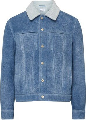 Denim jacket with shearling collar