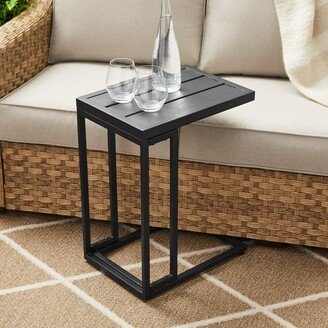 Ealdun Trade LLC Slat Top Side Table, 22 Inches, Black