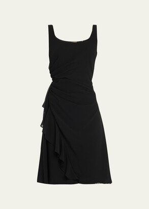 Britney Ruched Scoop-Neck A-Line Midi Dress