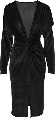 Bluzat Black Velvet Dress With Knot