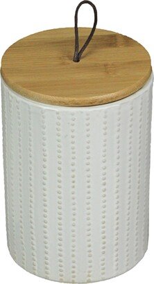 PD Home & Garden 6 In White Ceramic Jar With Wood Lid Kitchen Counter Canister Storage - 6.25 X 4.25 X 4.25 inches