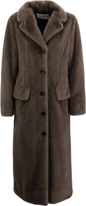 Notched-collar Faux-shearling Coat