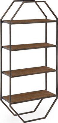 18.25 x 7.5 x 41 Adela Wood and Metal Wall Shelf Brown - Kate & Laurel All Things Decor