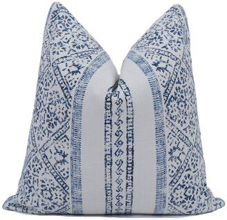 Blue & White Stripe Pillow Cover, La Jolla Indigo Ascent Designer Fabric By Fabricut Textiles