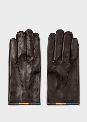 Black 'Artist Stripe' Leather Gloves