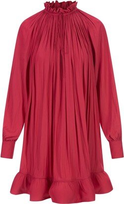 Long-Sleeved Pleated Mini Dress