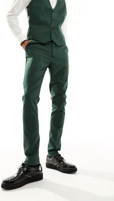 skinny suit pants in dark green