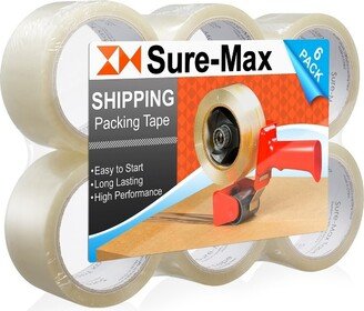 Sure-Max Premium Carton Packing Tape 2.0 mil 165 Feet (55 yards) - Clear - 6 Rolls