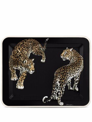 Medium Leopard-Print Wood Tray-AA