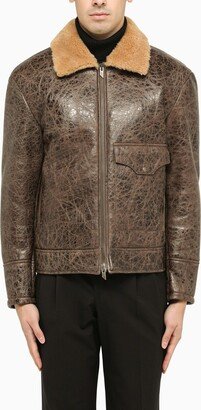 Brown cracked leather jacket