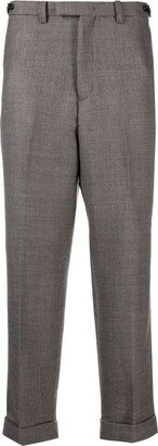 Herringbone Wool Straight-Leg Trousers