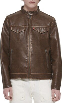 Men's Faux Leather Trucker Racer Jacket