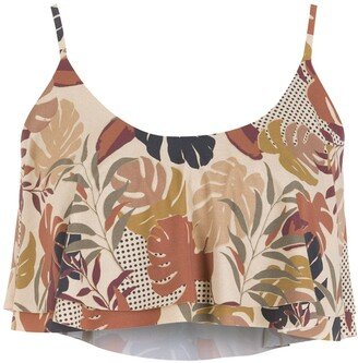 Palm Leaf Print Cropped Top