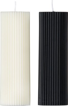 BLACK BLAZE Black & White Wide Column Pillar Party Candle Set