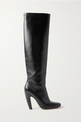 Veneta Leather Knee Boots - Black