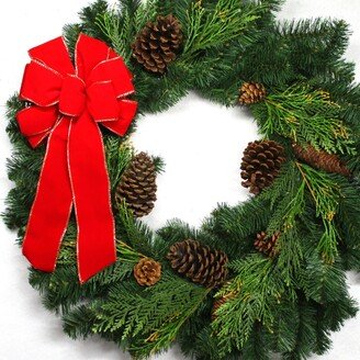 Outdoor Bow/Waterproof Bow Red Velvet Christmas Wreath