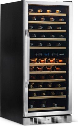 27 Built-in 116 Bottle Dual Zone Compressor Wine Fridge in Stainless Steel, Quiet Operation with Smooth Rolling Shelves