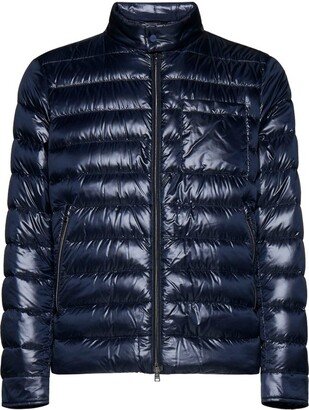 Quilted Zip-Up Metallic Finish Padded Jacket