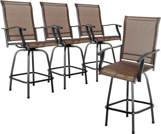 Nuu Garden Outdoor Patio Swivel Bar Stools, All-Weather Textilene, Brown