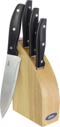 Granger 5 Piece Stainless Steel Cutlery Knife Set with Half Moon Natural Wood Block