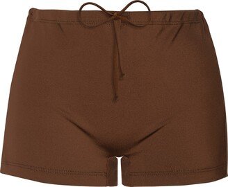 Daughters of the Sun Swim Cocos Brown Micro Shorts With Drawstring Waist