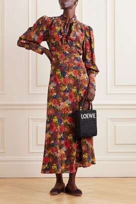 Blossom Pussy-bow Floral-print Silk-crepe Maxi Dress - Multi