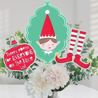 Big Dot of Happiness Elf Squad - Kids Elf Christmas and Birthday Party Centerpiece Sticks - Table Toppers - Set of 15