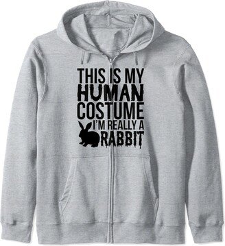 This Is My Human Costume Rabbit - Funny Halloween Zip Hoodie