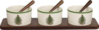 Christmas Tree Condiment Bowl and Spoon Set, 7 Pieces