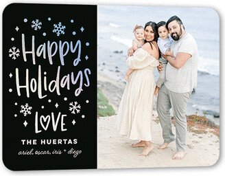 Holiday Cards: Snowy Affection Holiday Card, Black, Iridescent Foil, 5X7, Holiday, Matte, Personalized Foil Cardstock, Rounded