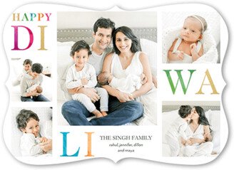 Diwali Cards: Staggered Celebration Diwali Card, White, 5X7, Matte, Signature Smooth Cardstock, Bracket