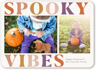 Halloween Cards: Spooky Vibes Halloween Card, Grey, 5X7, Standard Smooth Cardstock, Rounded