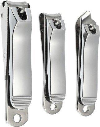 Unique Bargains Nail Clippers Nail Clipper Set for Nail Care Portable Stainless Steel Silver Tone 3 Pcs