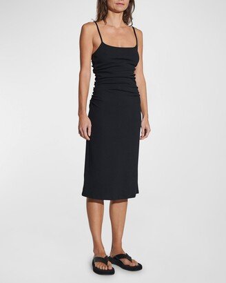 Neva Ruched Scoop-Neck Midi Dress